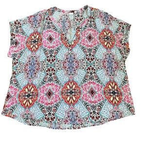 Gap Boho Paisley Patterned V-Neck Pullover